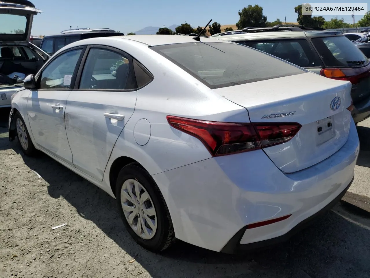 2021 Hyundai Accent Se VIN: 3KPC24A67ME129464 Lot: 61492394