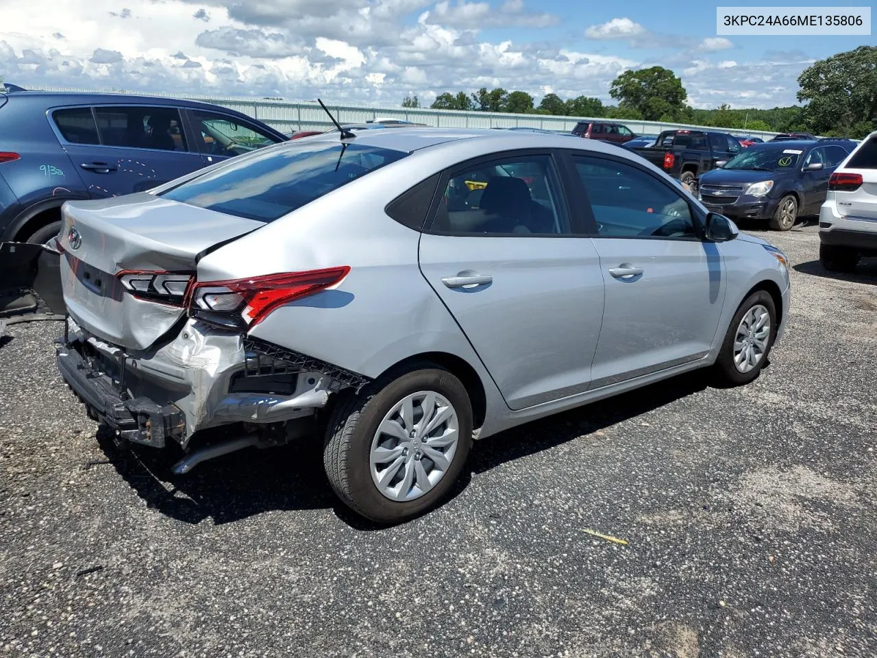 2021 Hyundai Accent Se VIN: 3KPC24A66ME135806 Lot: 61958894