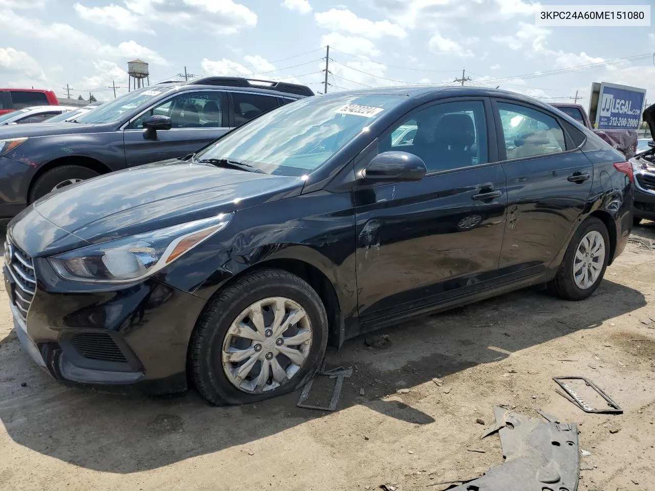 2021 Hyundai Accent Se VIN: 3KPC24A60ME151080 Lot: 62423224