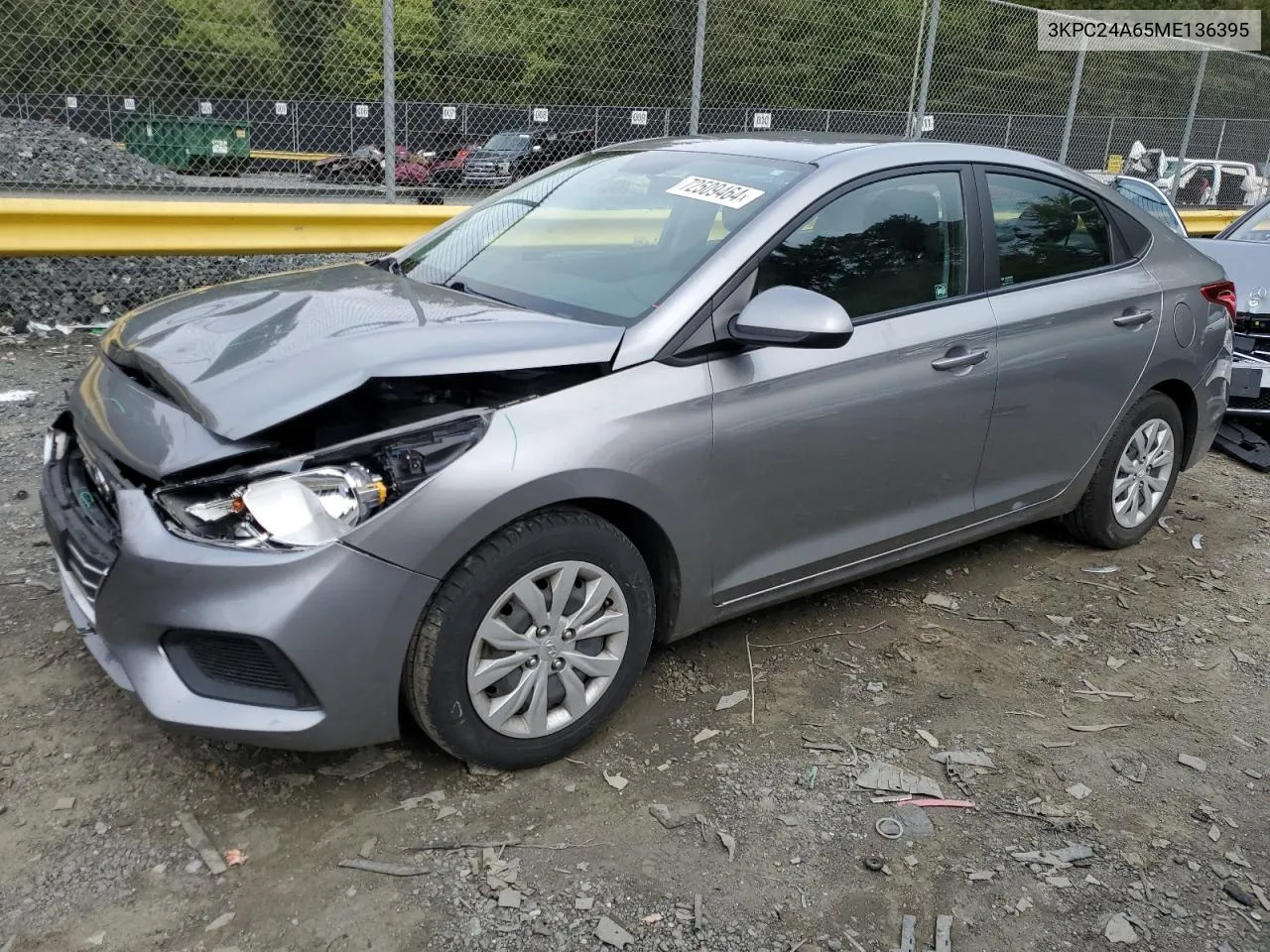 2021 Hyundai Accent Se VIN: 3KPC24A65ME136395 Lot: 72509464