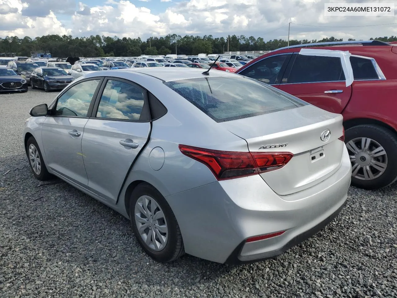 2021 Hyundai Accent Se VIN: 3KPC24A60ME131072 Lot: 74341414