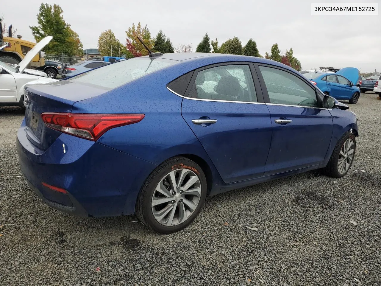 2021 Hyundai Accent Limited VIN: 3KPC34A67ME152725 Lot: 74799464