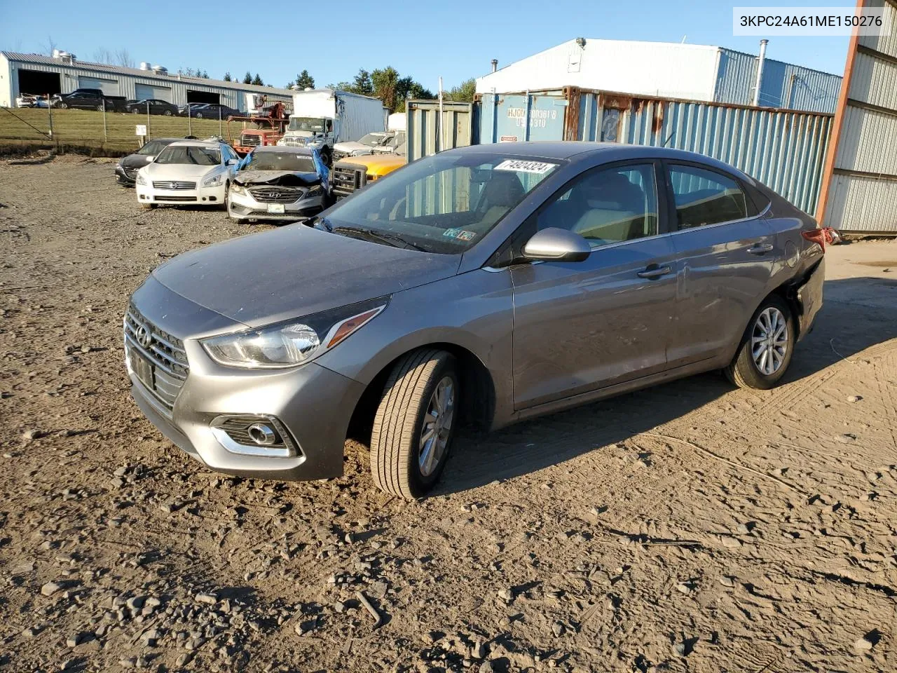 2021 Hyundai Accent Se VIN: 3KPC24A61ME150276 Lot: 74924324