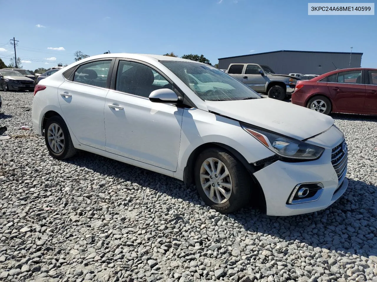 2021 Hyundai Accent Se VIN: 3KPC24A68ME140599 Lot: 76929694