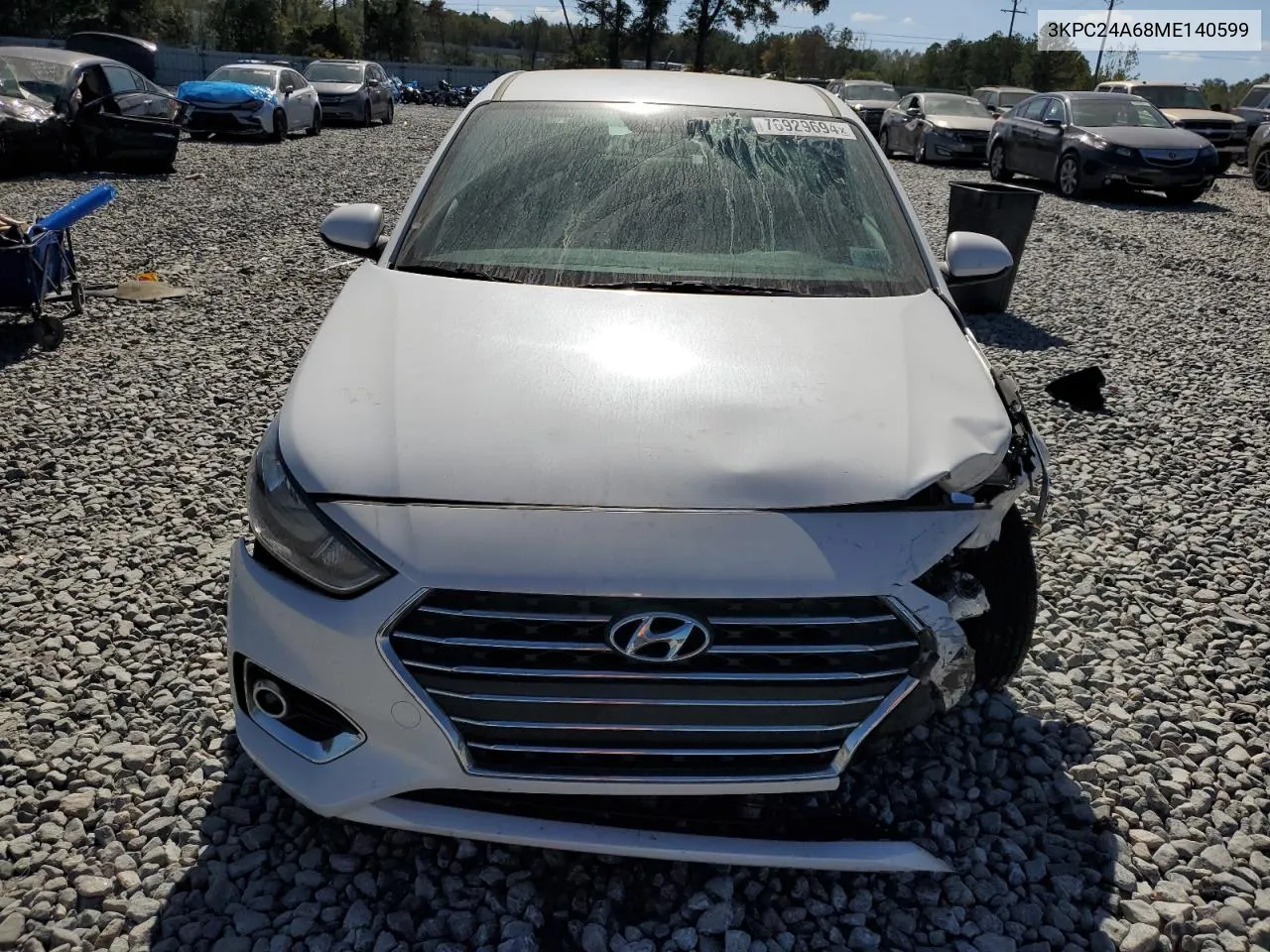 2021 Hyundai Accent Se VIN: 3KPC24A68ME140599 Lot: 76929694