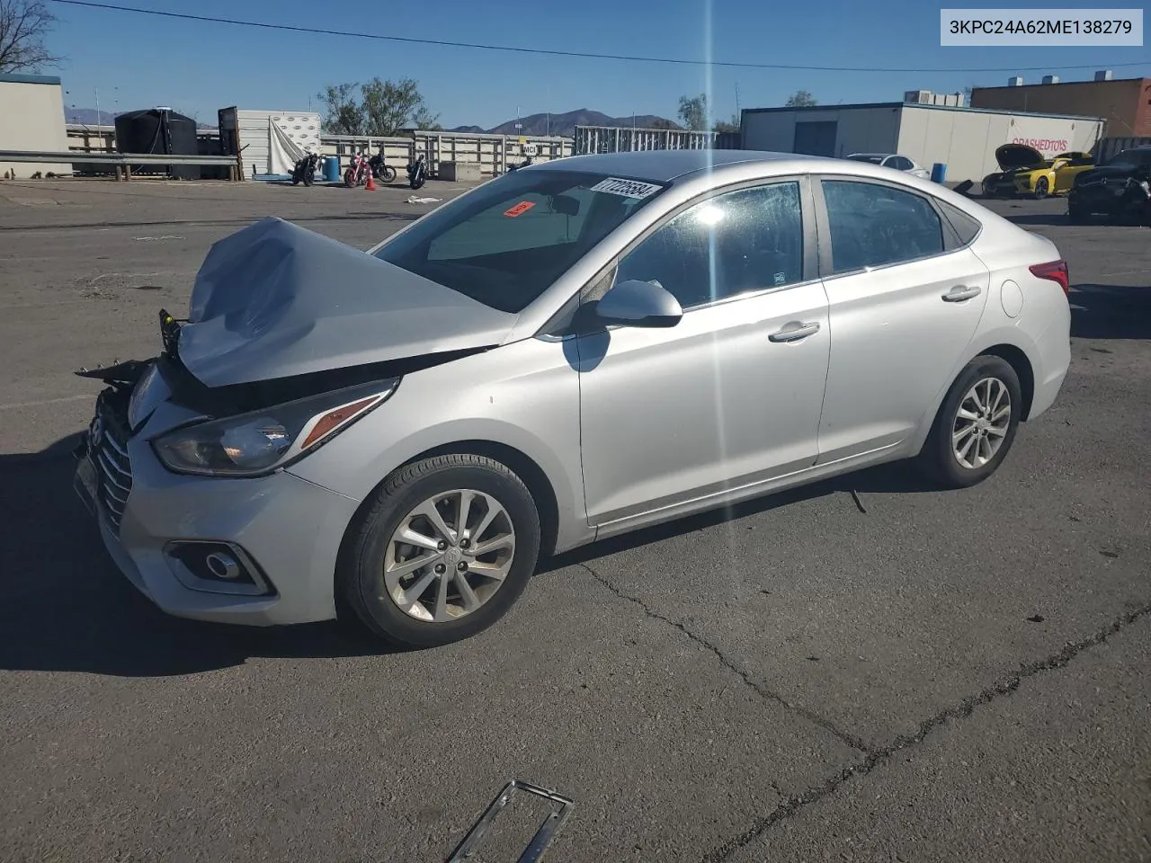 2021 Hyundai Accent Se VIN: 3KPC24A62ME138279 Lot: 77225584