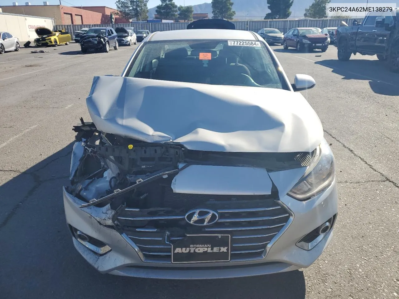 2021 Hyundai Accent Se VIN: 3KPC24A62ME138279 Lot: 77225584