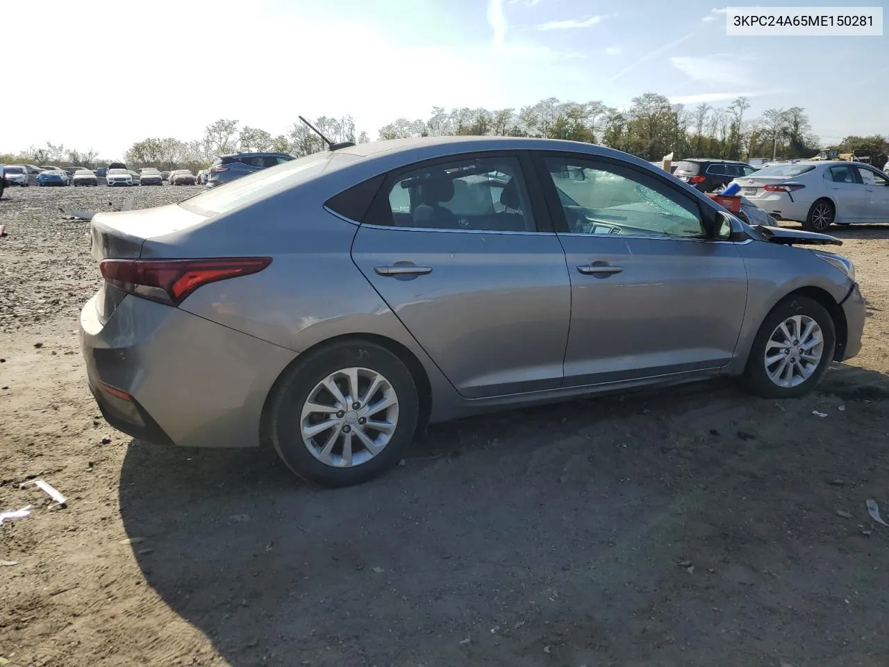 2021 Hyundai Accent Se VIN: 3KPC24A65ME150281 Lot: 78212854