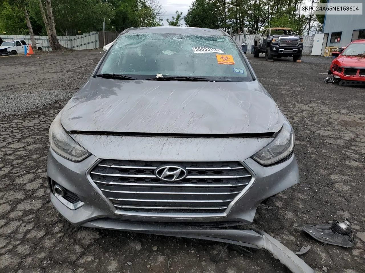 2022 Hyundai Accent Se VIN: 3KPC24A65NE153604 Lot: 56653144