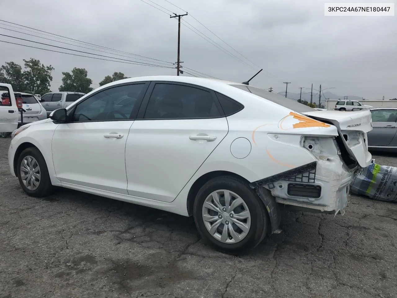 2022 Hyundai Accent Se VIN: 3KPC24A67NE180447 Lot: 59163214