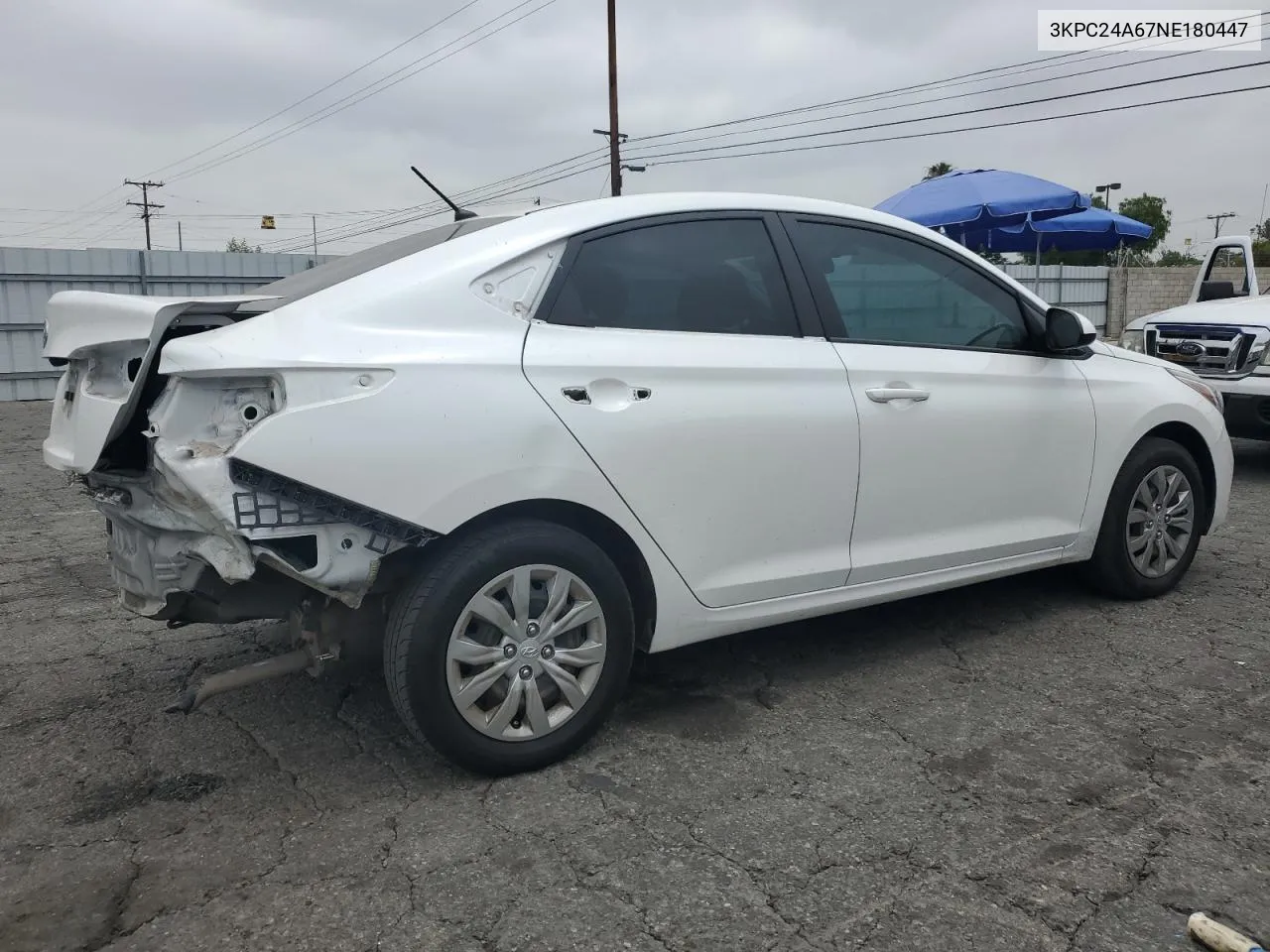 2022 Hyundai Accent Se VIN: 3KPC24A67NE180447 Lot: 59163214