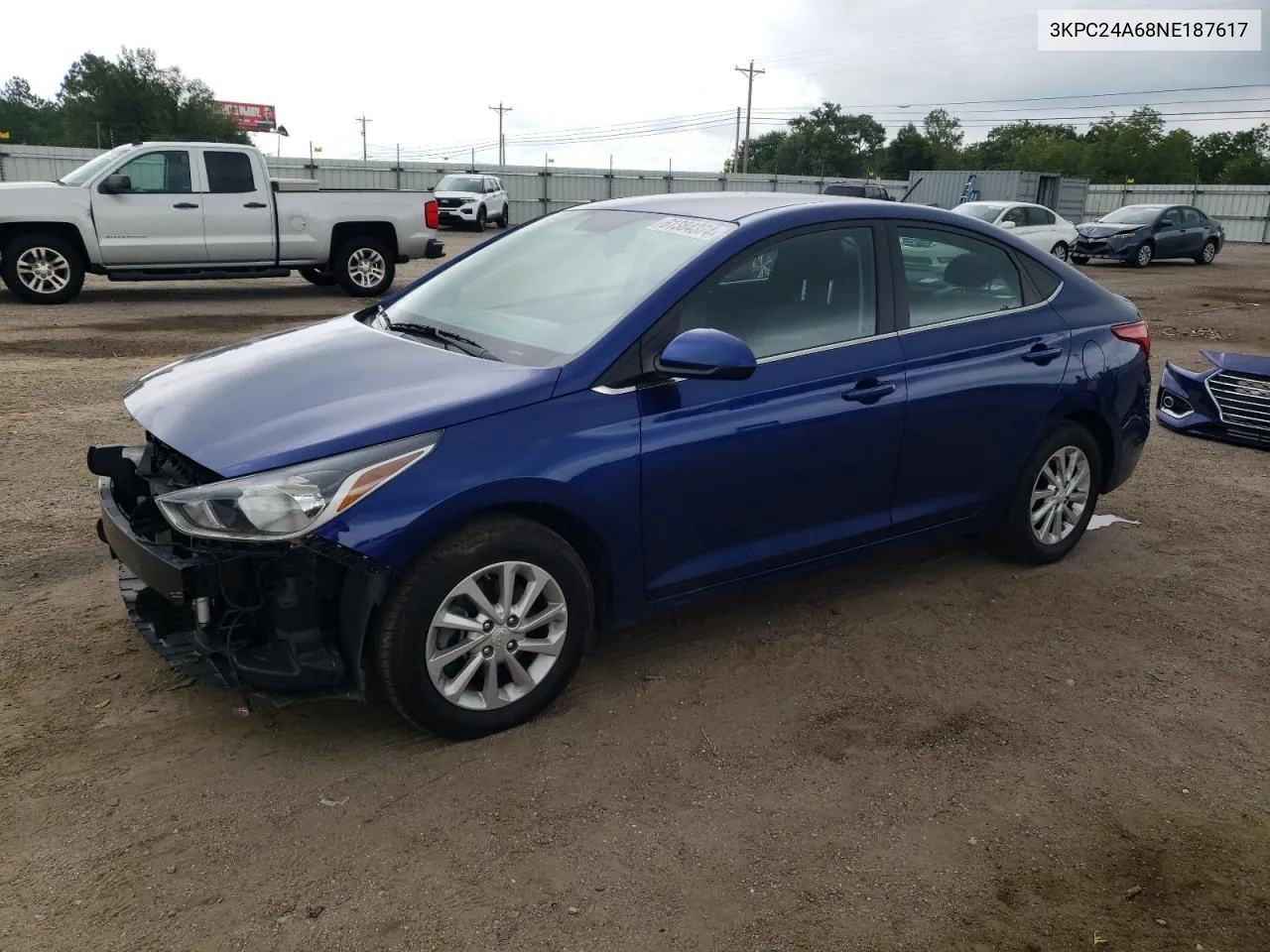 2022 Hyundai Accent Se VIN: 3KPC24A68NE187617 Lot: 61384374