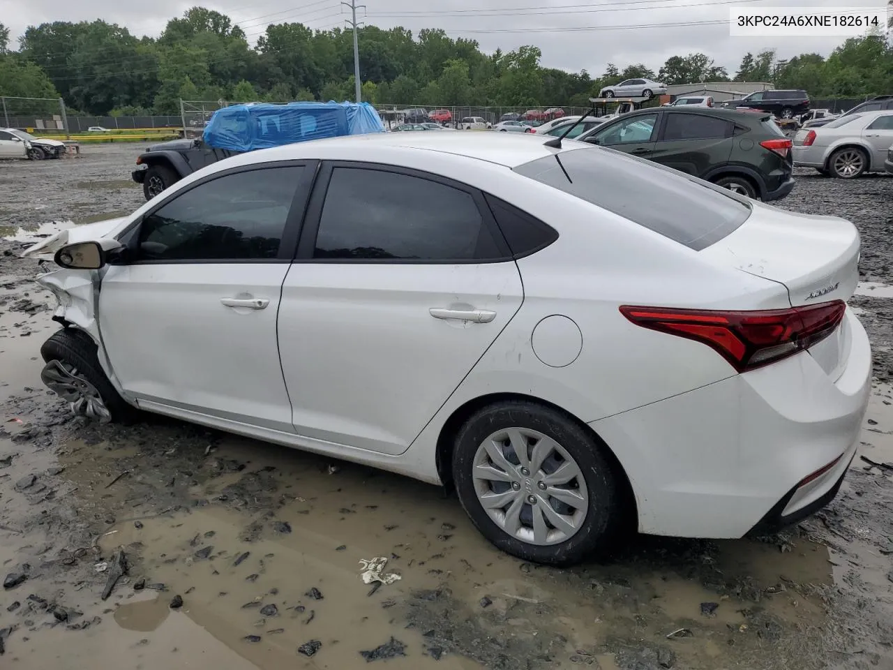 2022 Hyundai Accent Se VIN: 3KPC24A6XNE182614 Lot: 67041714