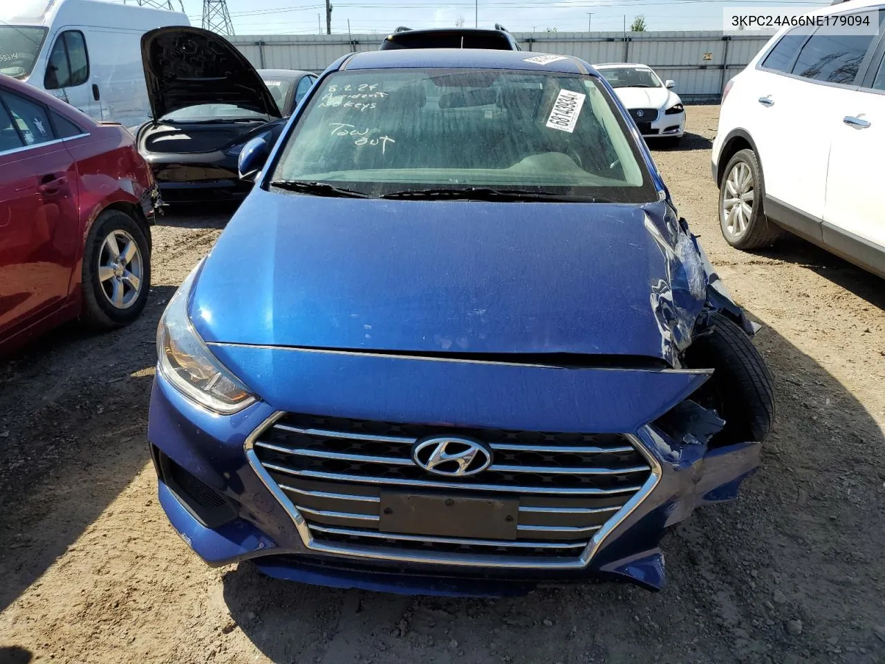 2022 Hyundai Accent Se VIN: 3KPC24A66NE179094 Lot: 68143934