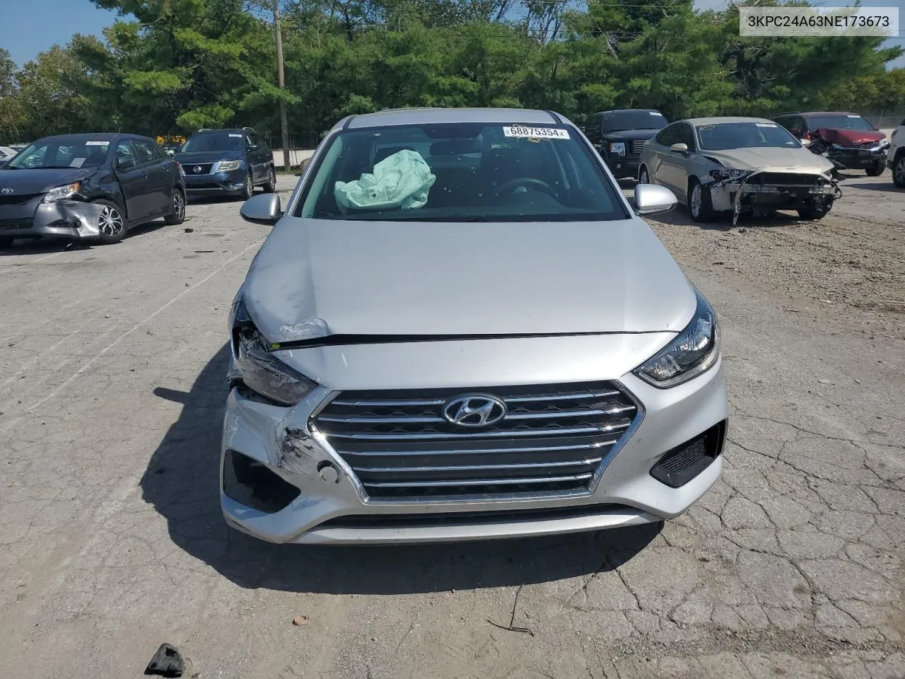 2022 Hyundai Accent Se VIN: 3KPC24A63NE173673 Lot: 68875354