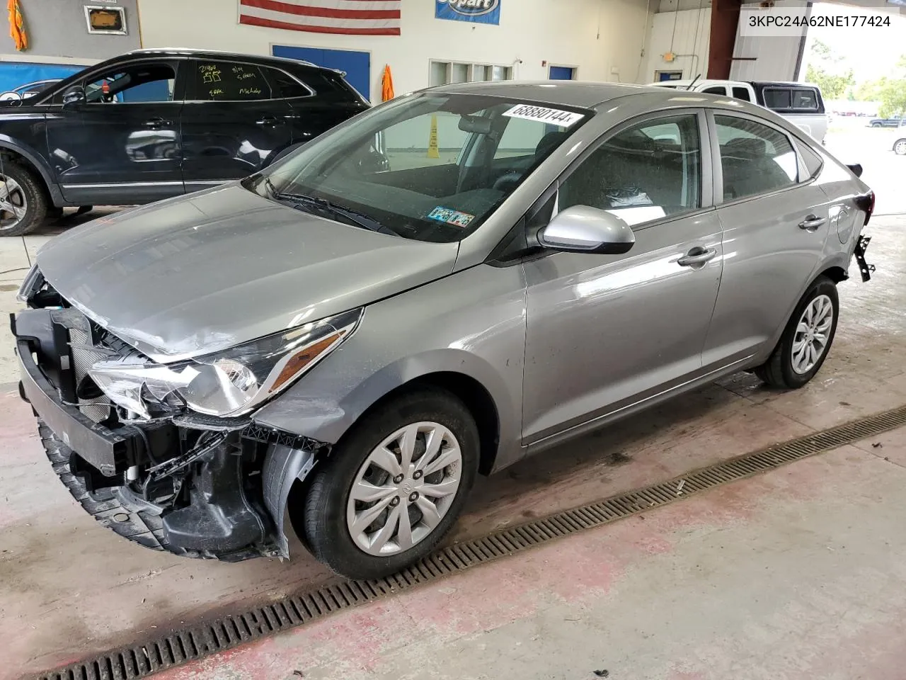 2022 Hyundai Accent Se VIN: 3KPC24A62NE177424 Lot: 68880144