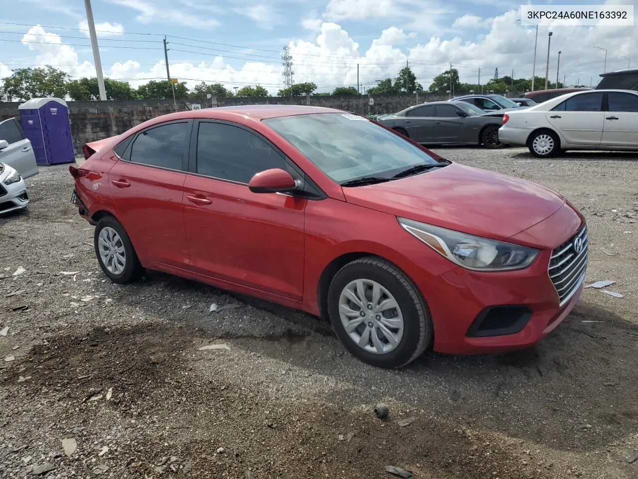 2022 Hyundai Accent Se VIN: 3KPC24A60NE163392 Lot: 70614564