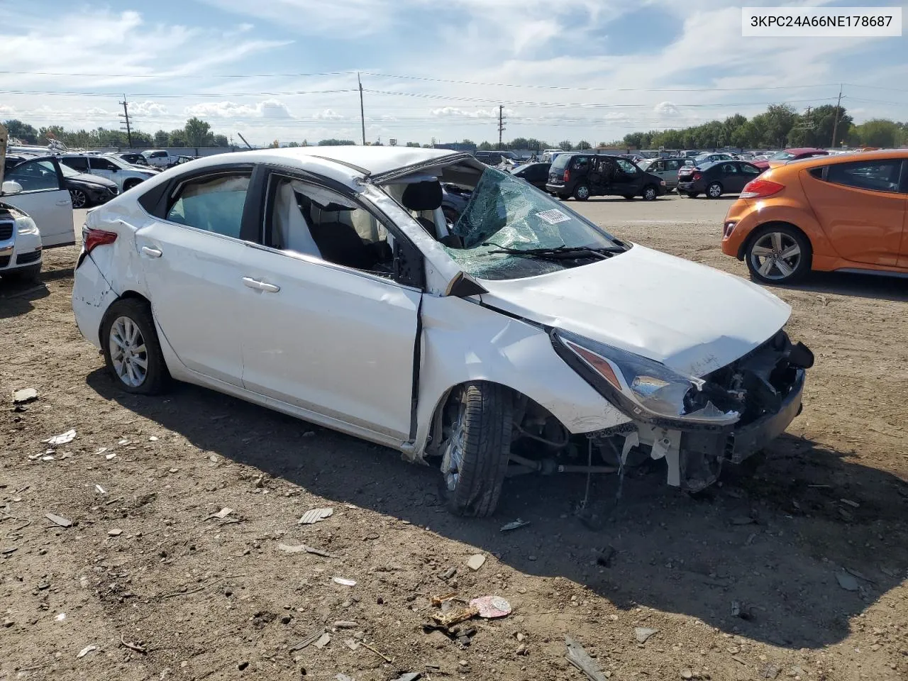 2022 Hyundai Accent Se VIN: 3KPC24A66NE178687 Lot: 71892834