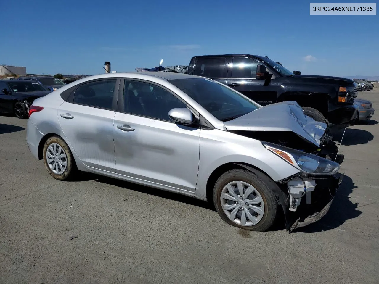 2022 Hyundai Accent Se VIN: 3KPC24A6XNE171385 Lot: 74550014