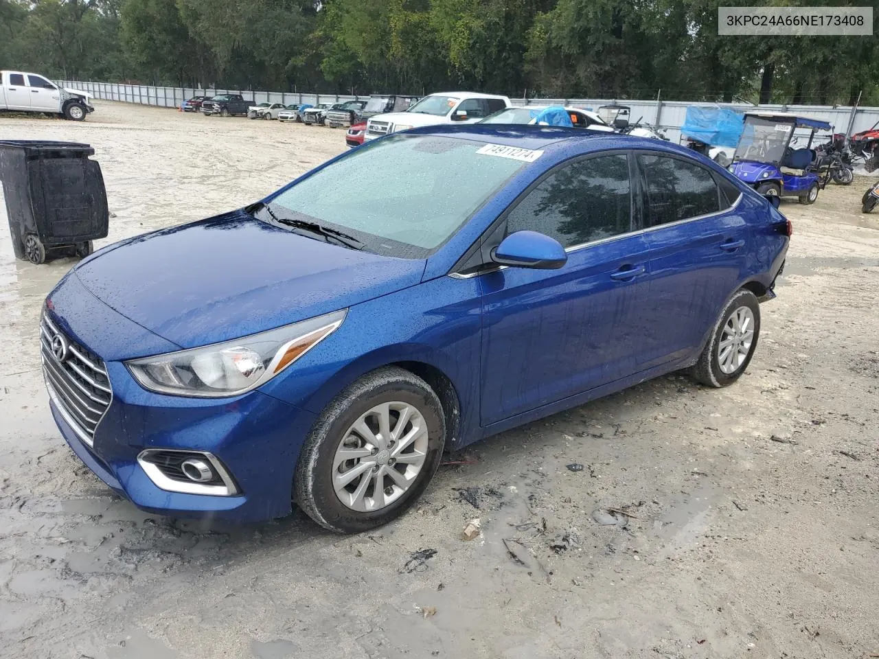 2022 Hyundai Accent Se VIN: 3KPC24A66NE173408 Lot: 74911274