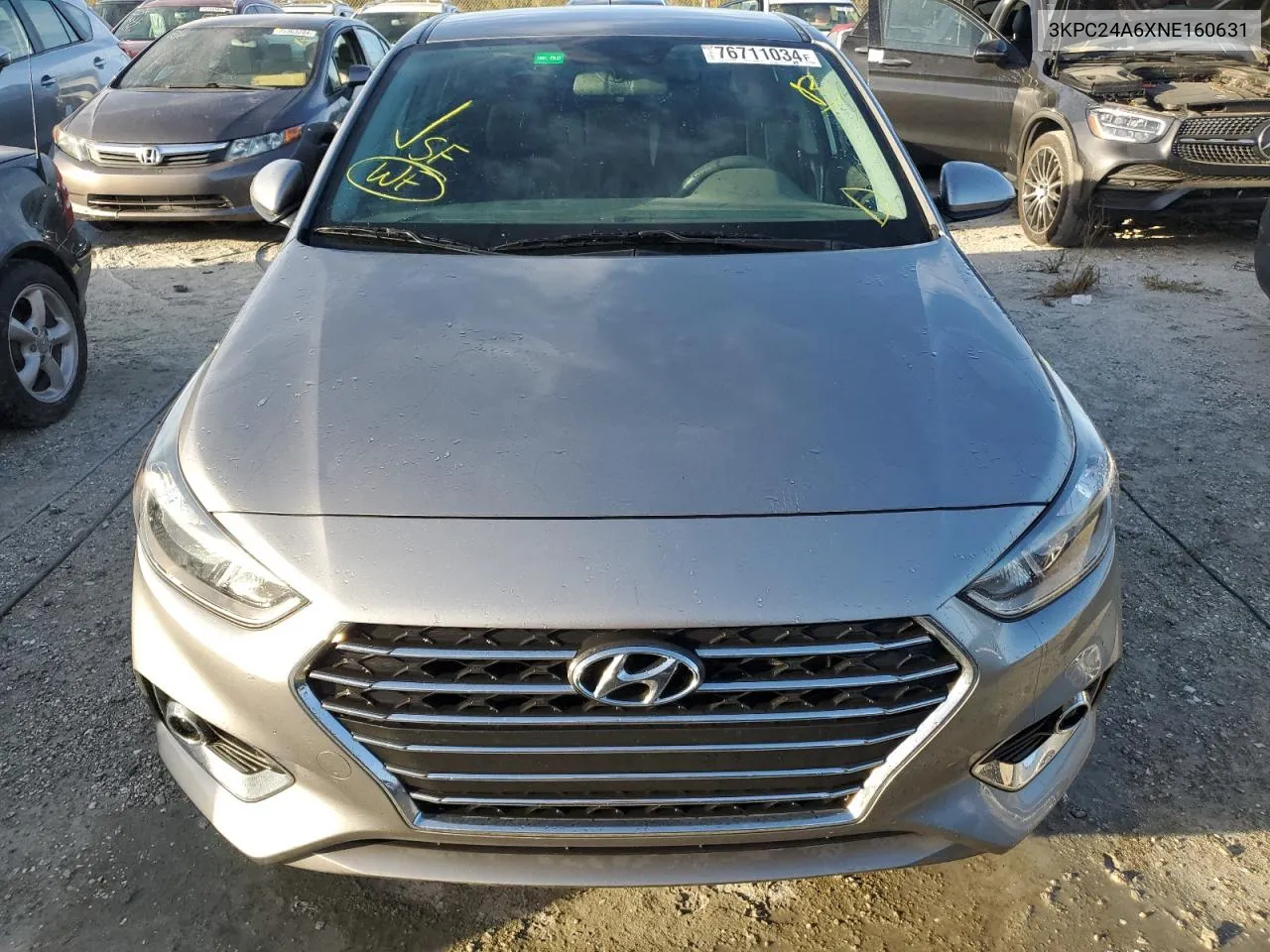 2022 Hyundai Accent Se VIN: 3KPC24A6XNE160631 Lot: 76711034