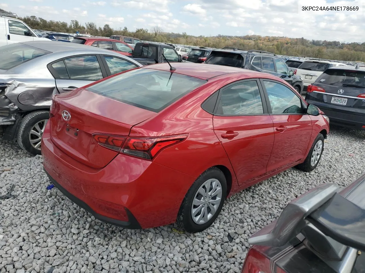 2022 Hyundai Accent Se VIN: 3KPC24A64NE178669 Lot: 78278954