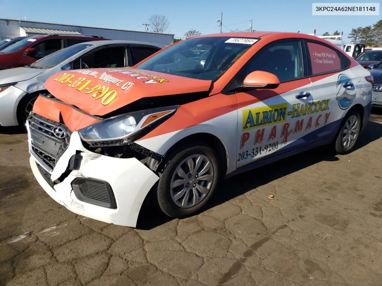 2022 Hyundai Accent Se VIN: 3KPC24A62NE181148 Lot: 78627984