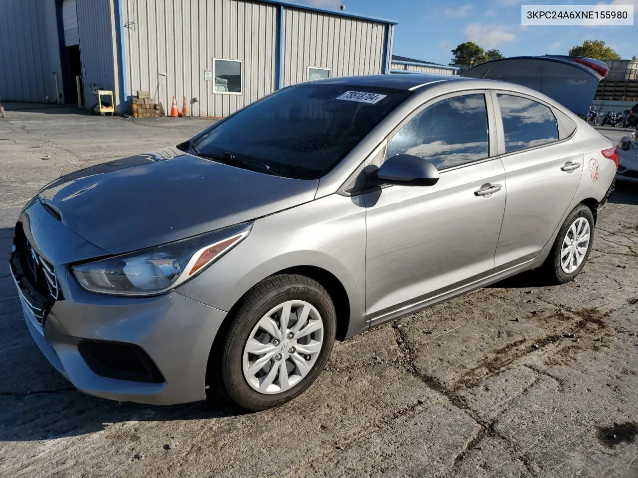 2022 Hyundai Accent Se VIN: 3KPC24A6XNE155980 Lot: 78818704