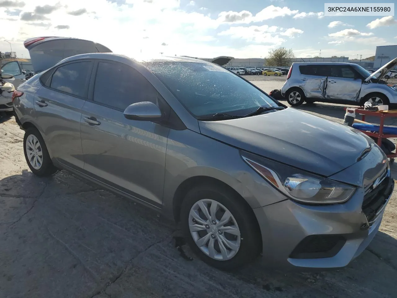 2022 Hyundai Accent Se VIN: 3KPC24A6XNE155980 Lot: 78818704