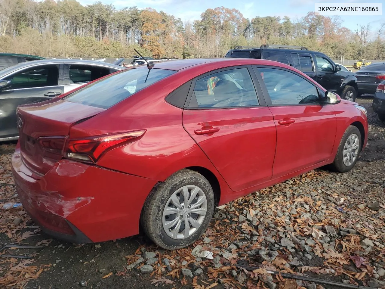 2022 Hyundai Accent Se VIN: 3KPC24A62NE160865 Lot: 81189784