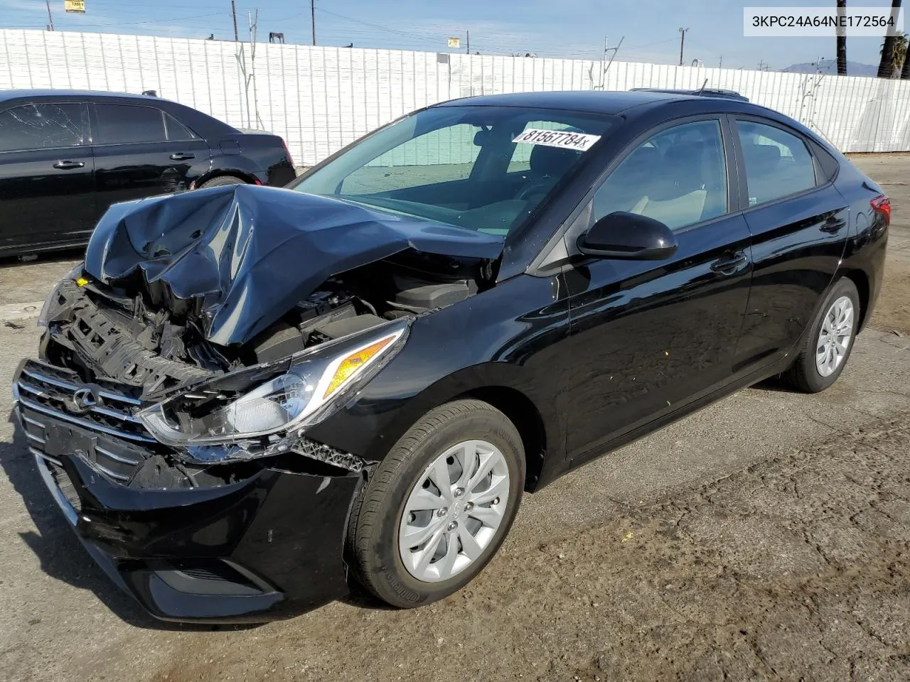 2022 Hyundai Accent Se VIN: 3KPC24A64NE172564 Lot: 81567784