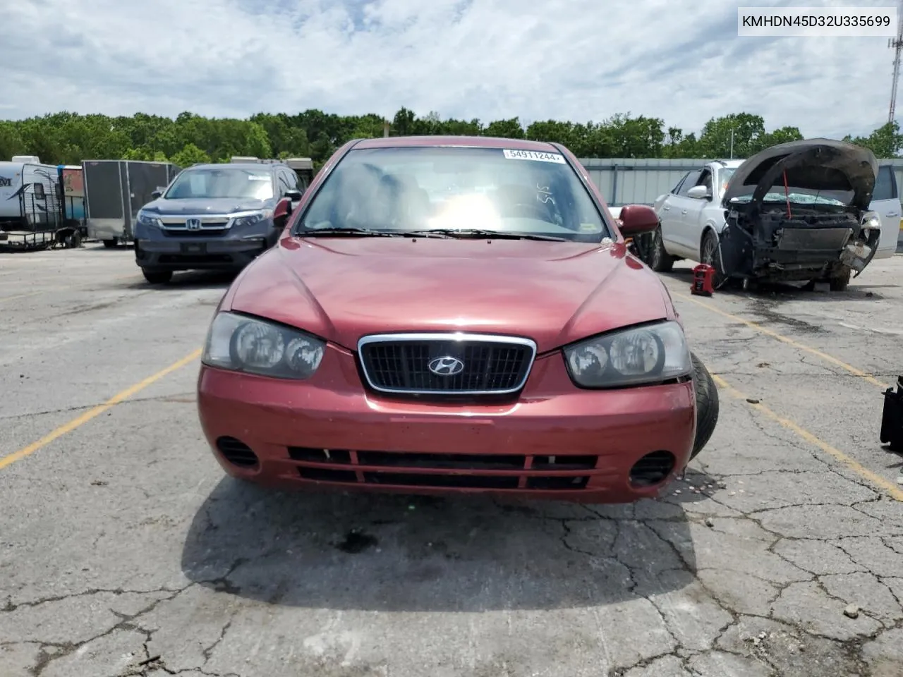 2002 Hyundai Elantra Gls VIN: KMHDN45D32U335699 Lot: 54911244