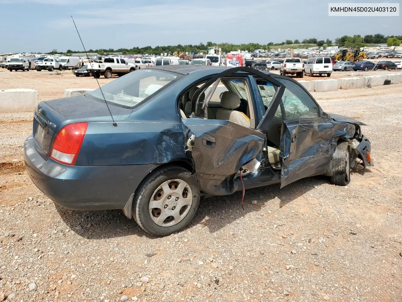 2002 Hyundai Elantra Gls VIN: KMHDN45D02U403120 Lot: 67909624