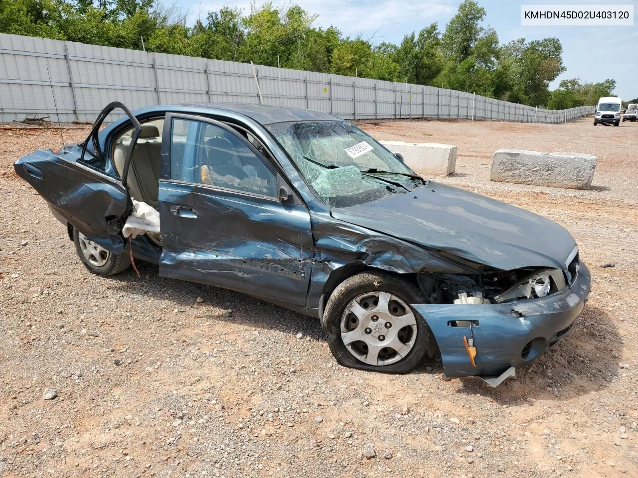 2002 Hyundai Elantra Gls VIN: KMHDN45D02U403120 Lot: 67909624