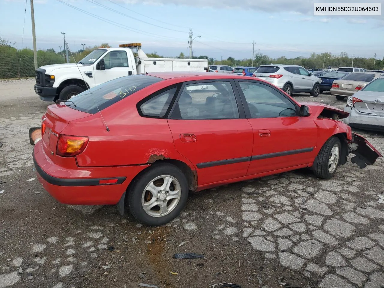 2002 Hyundai Elantra Gls VIN: KMHDN55D32U064603 Lot: 73097184