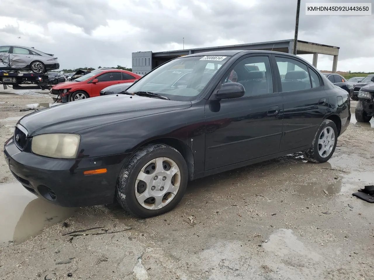 2002 Hyundai Elantra Gls VIN: KMHDN45D92U443650 Lot: 75556614