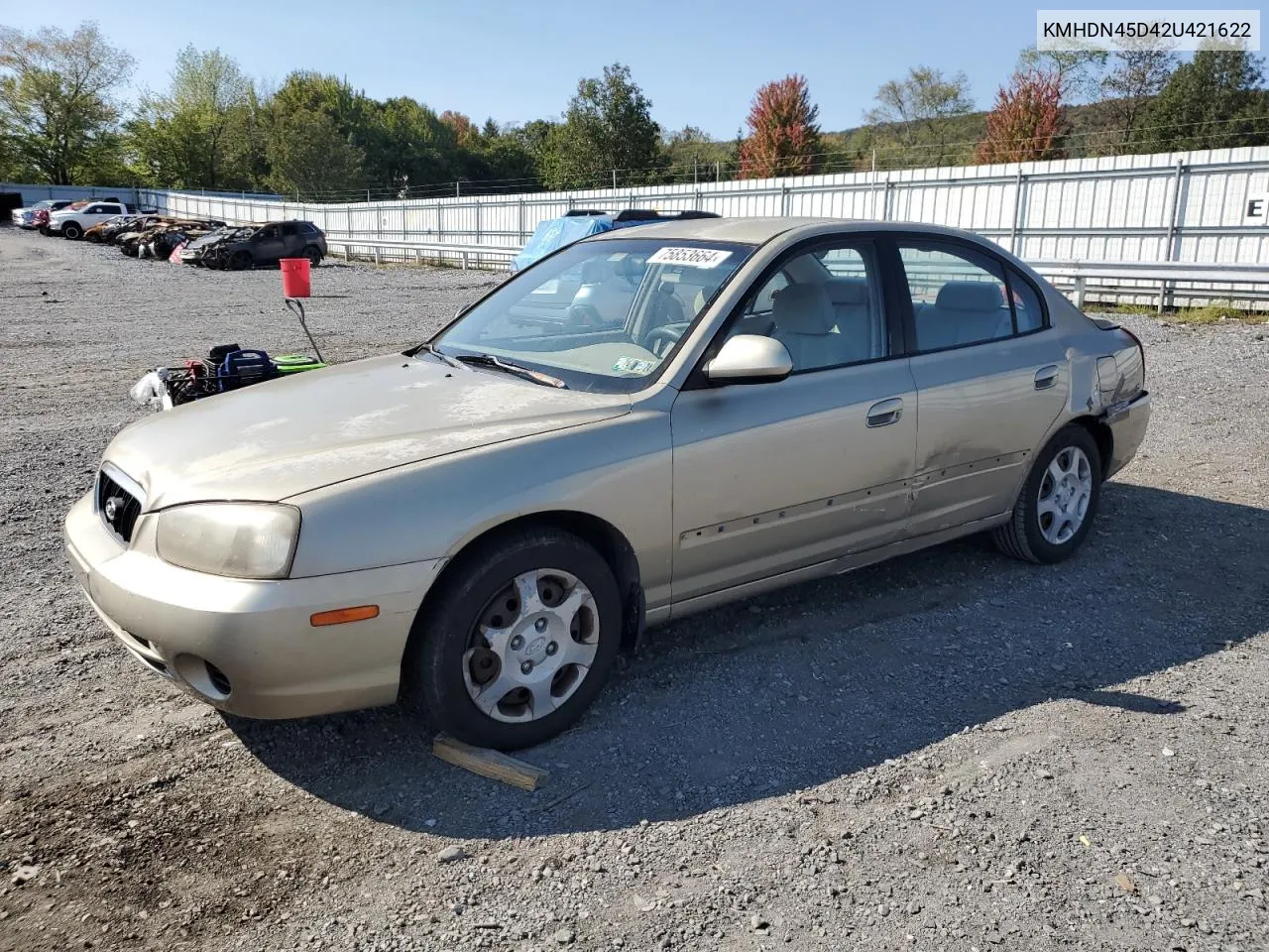 2002 Hyundai Elantra Gls VIN: KMHDN45D42U421622 Lot: 75853664