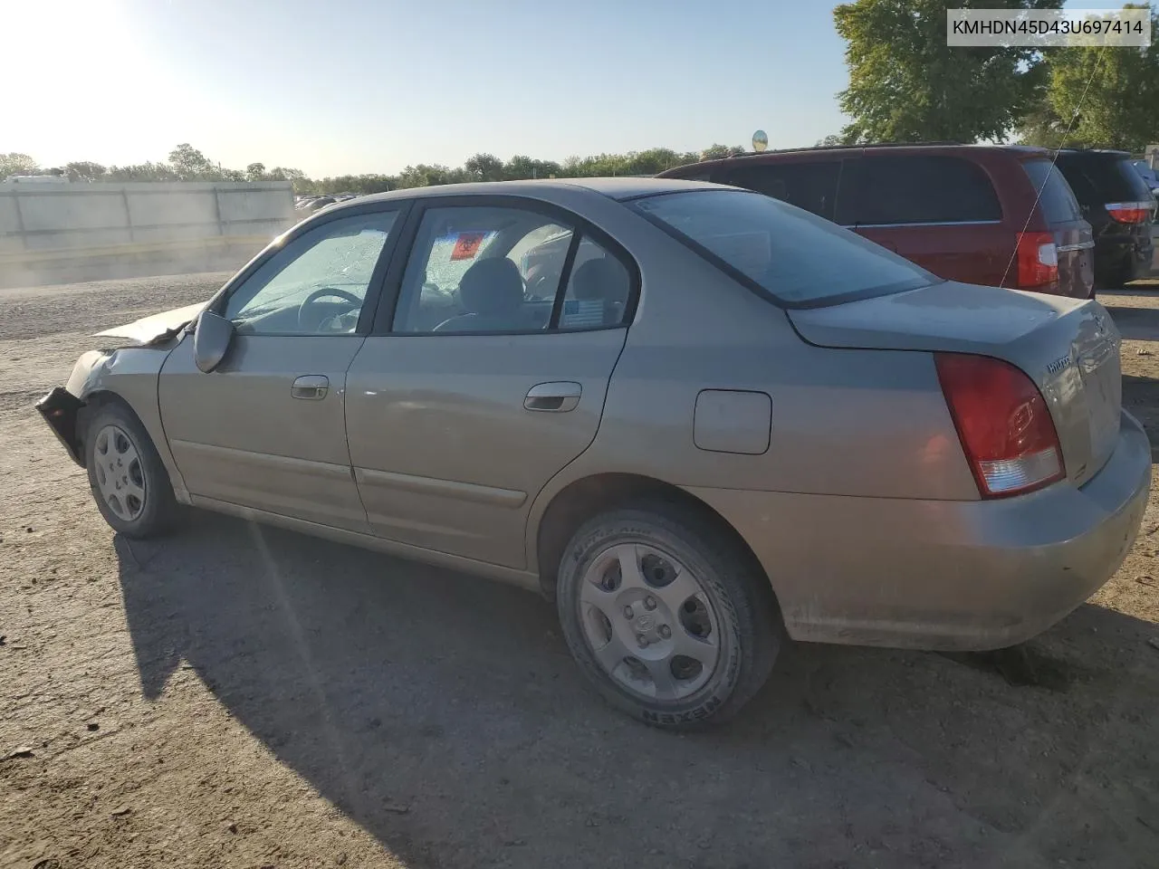 2003 Hyundai Elantra Gls VIN: KMHDN45D43U697414 Lot: 74072264