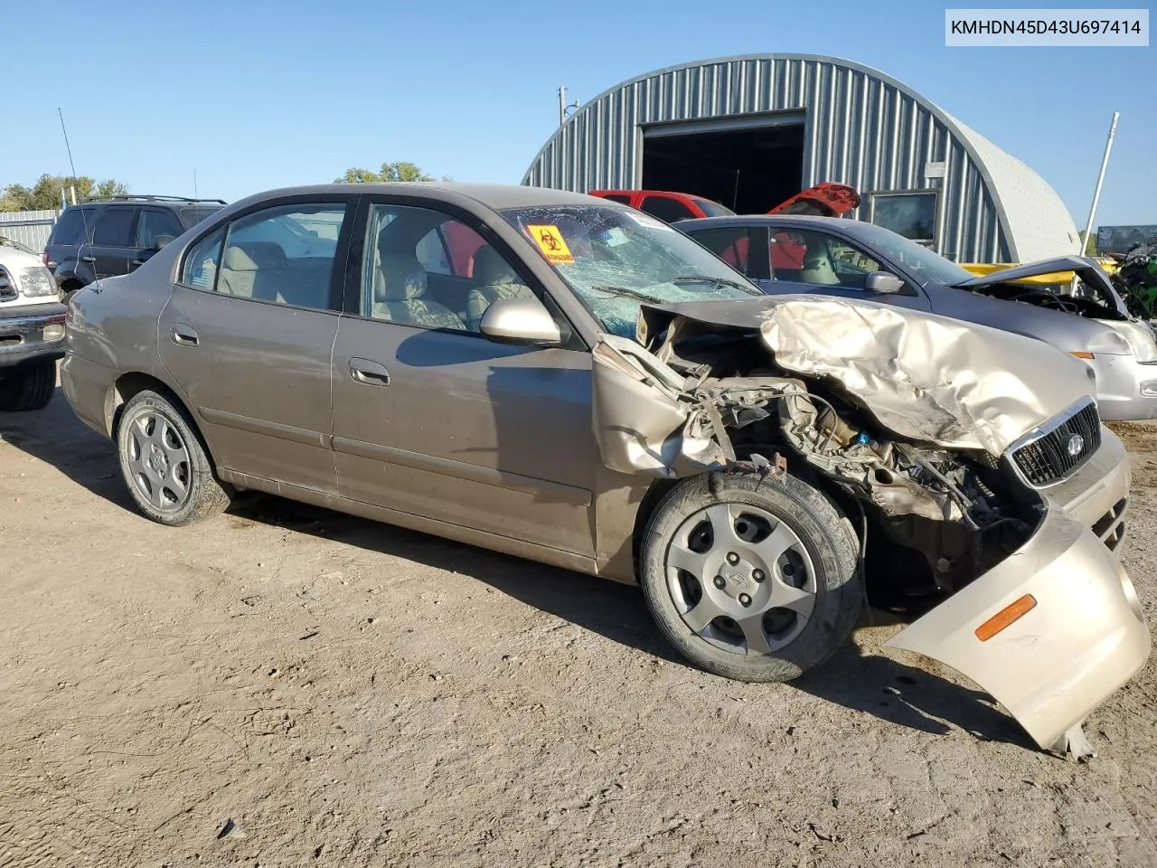 2003 Hyundai Elantra Gls VIN: KMHDN45D43U697414 Lot: 74072264