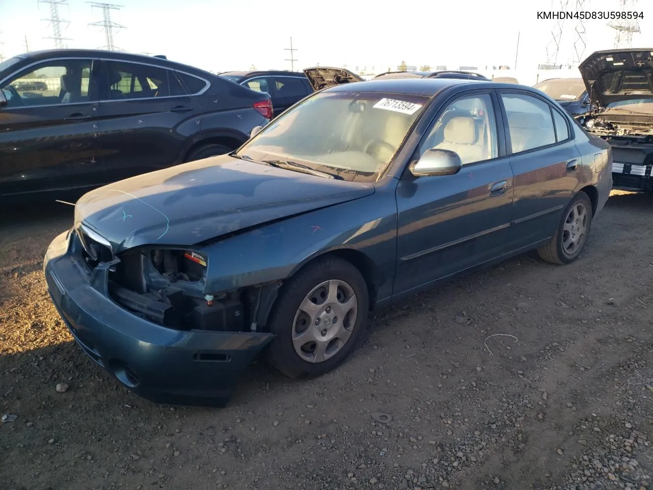 2003 Hyundai Elantra Gls VIN: KMHDN45D83U598594 Lot: 76713594