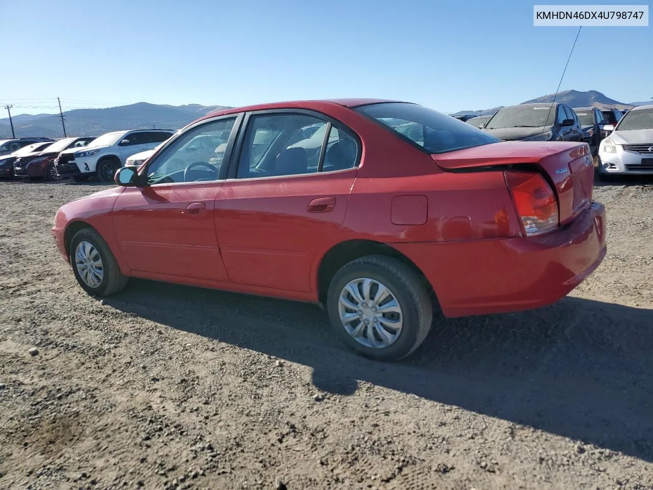 2004 Hyundai Elantra Gls VIN: KMHDN46DX4U798747 Lot: 78585514