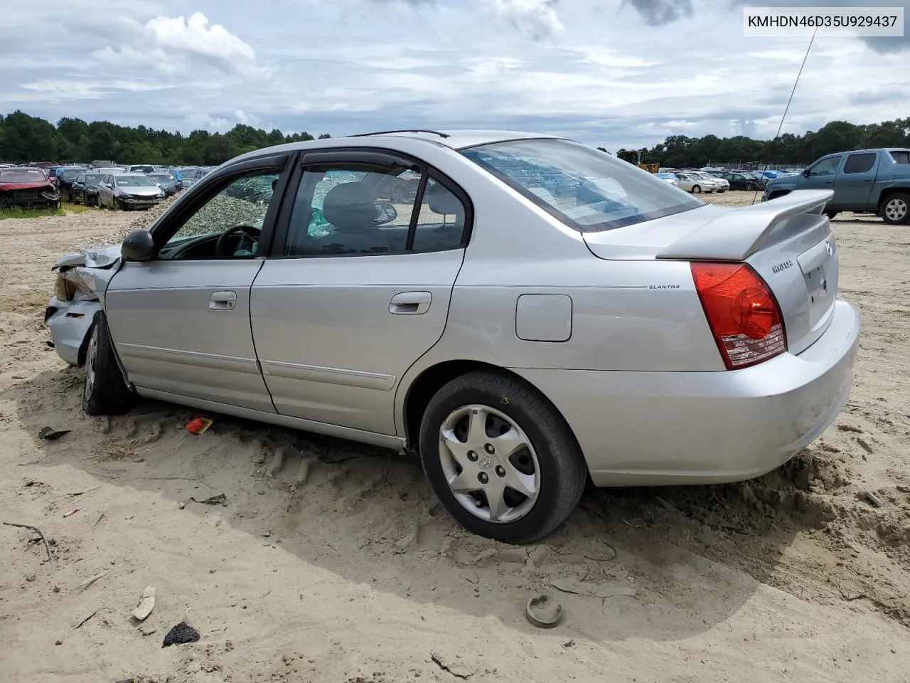 2005 Hyundai Elantra Gls VIN: KMHDN46D35U929437 Lot: 66130224