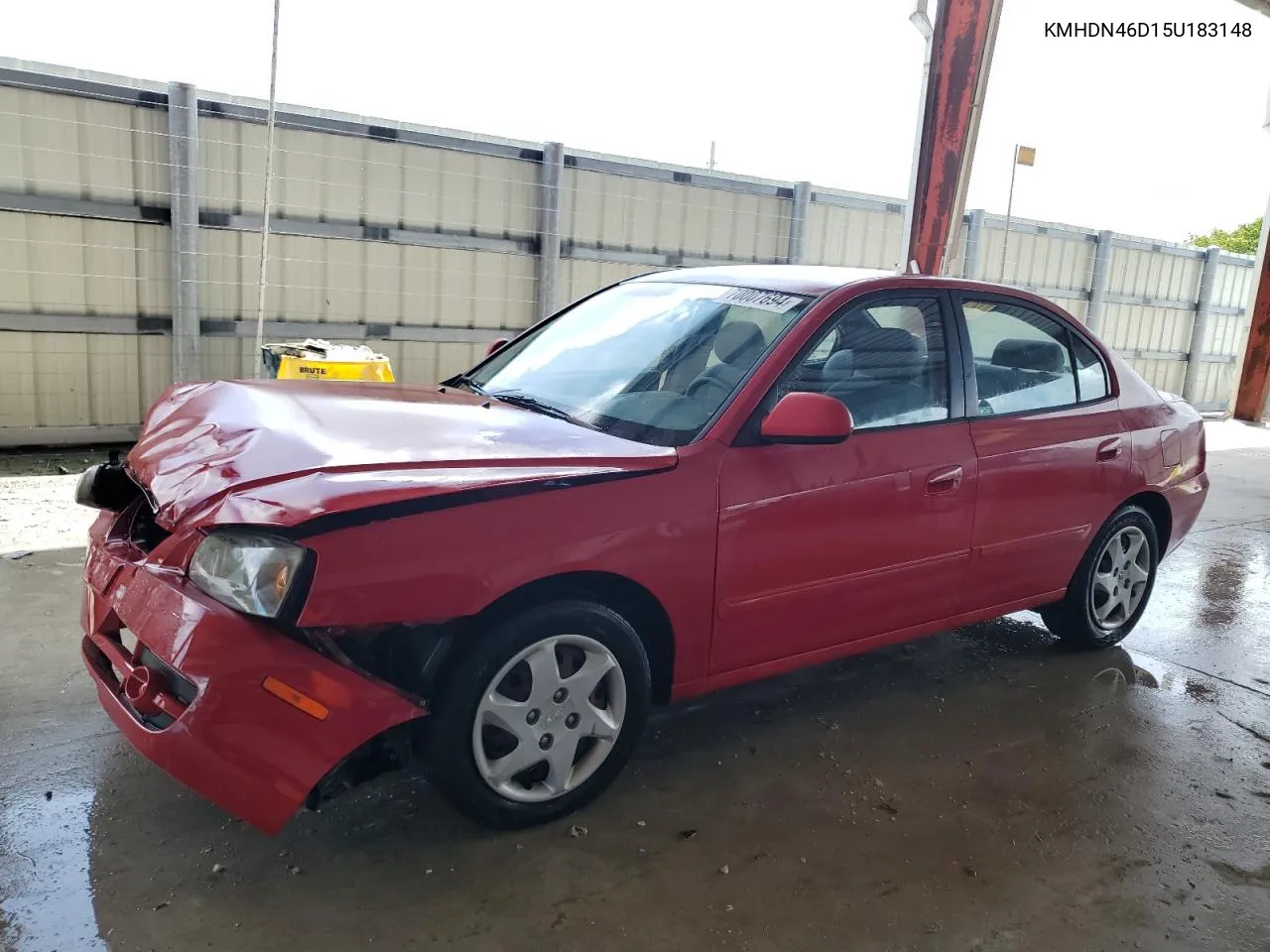 2005 Hyundai Elantra Gls VIN: KMHDN46D15U183148 Lot: 70007694