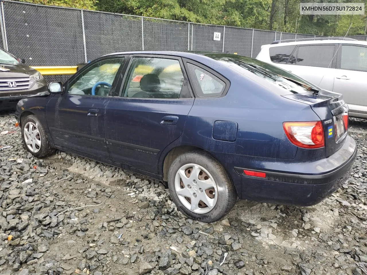 2005 Hyundai Elantra Gls VIN: KMHDN56D75U172824 Lot: 71265034