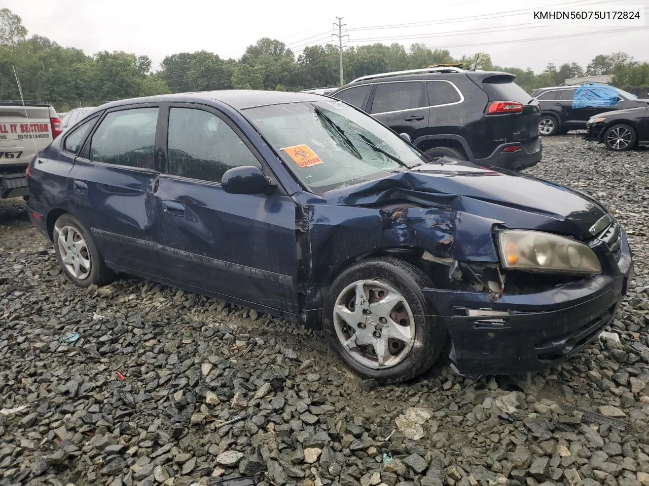 2005 Hyundai Elantra Gls VIN: KMHDN56D75U172824 Lot: 71265034