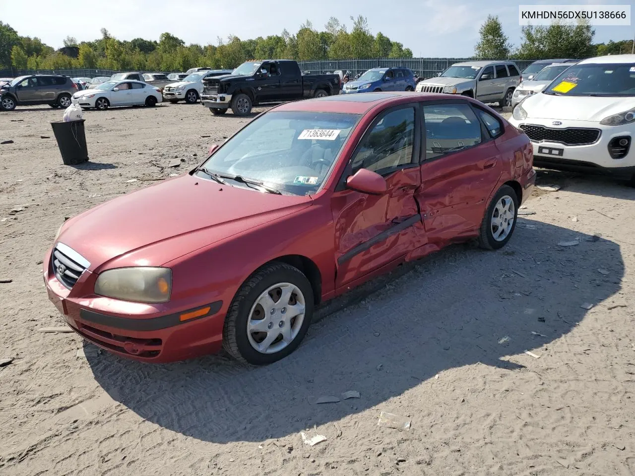 2005 Hyundai Elantra Gls VIN: KMHDN56DX5U138666 Lot: 71363644