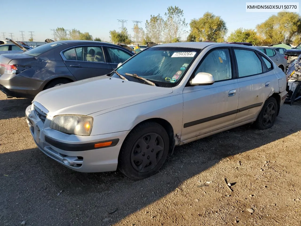 2005 Hyundai Elantra Gls VIN: KMHDN56DX5U150770 Lot: 72943264