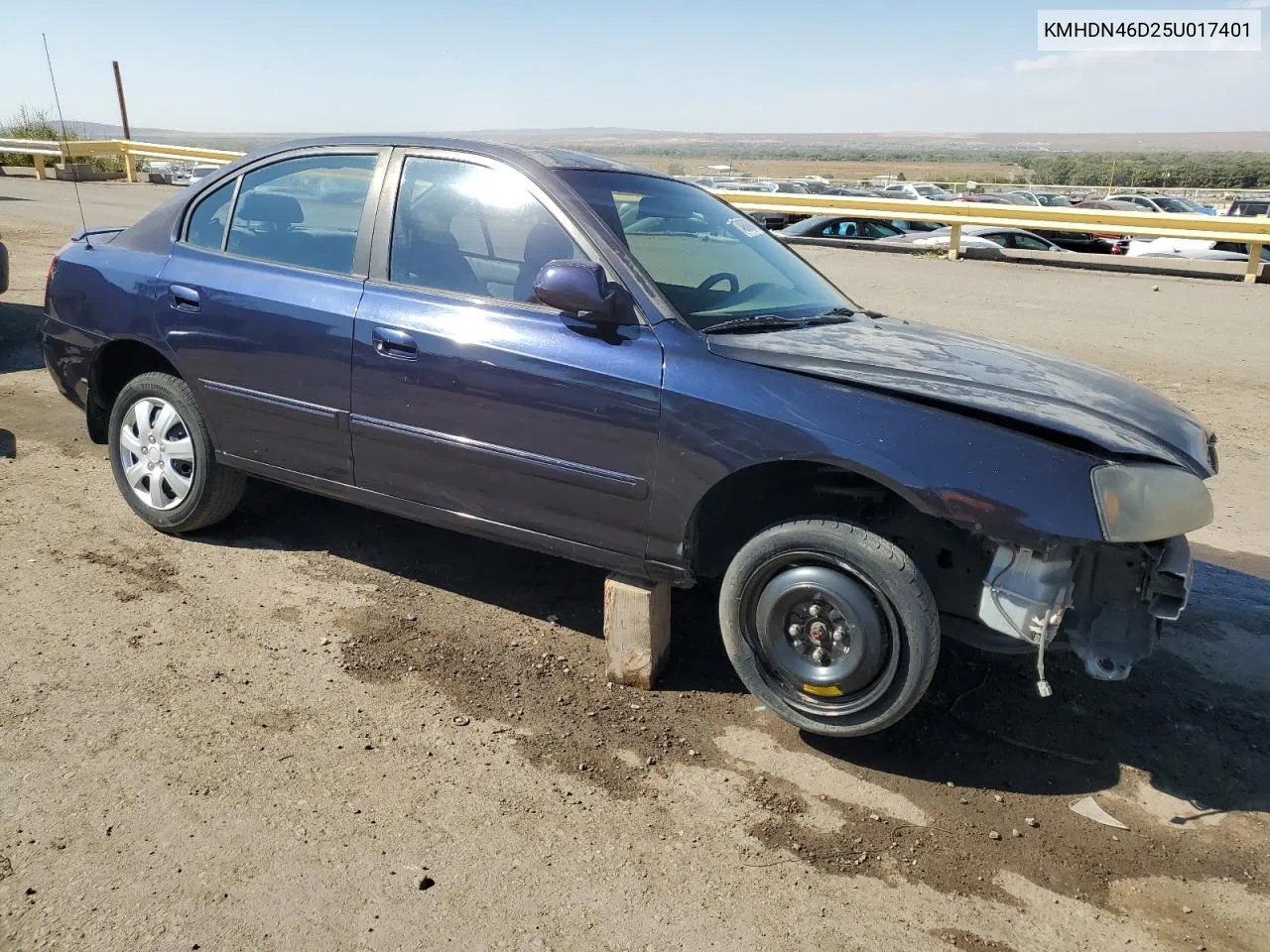 2005 Hyundai Elantra Gls VIN: KMHDN46D25U017401 Lot: 74989384