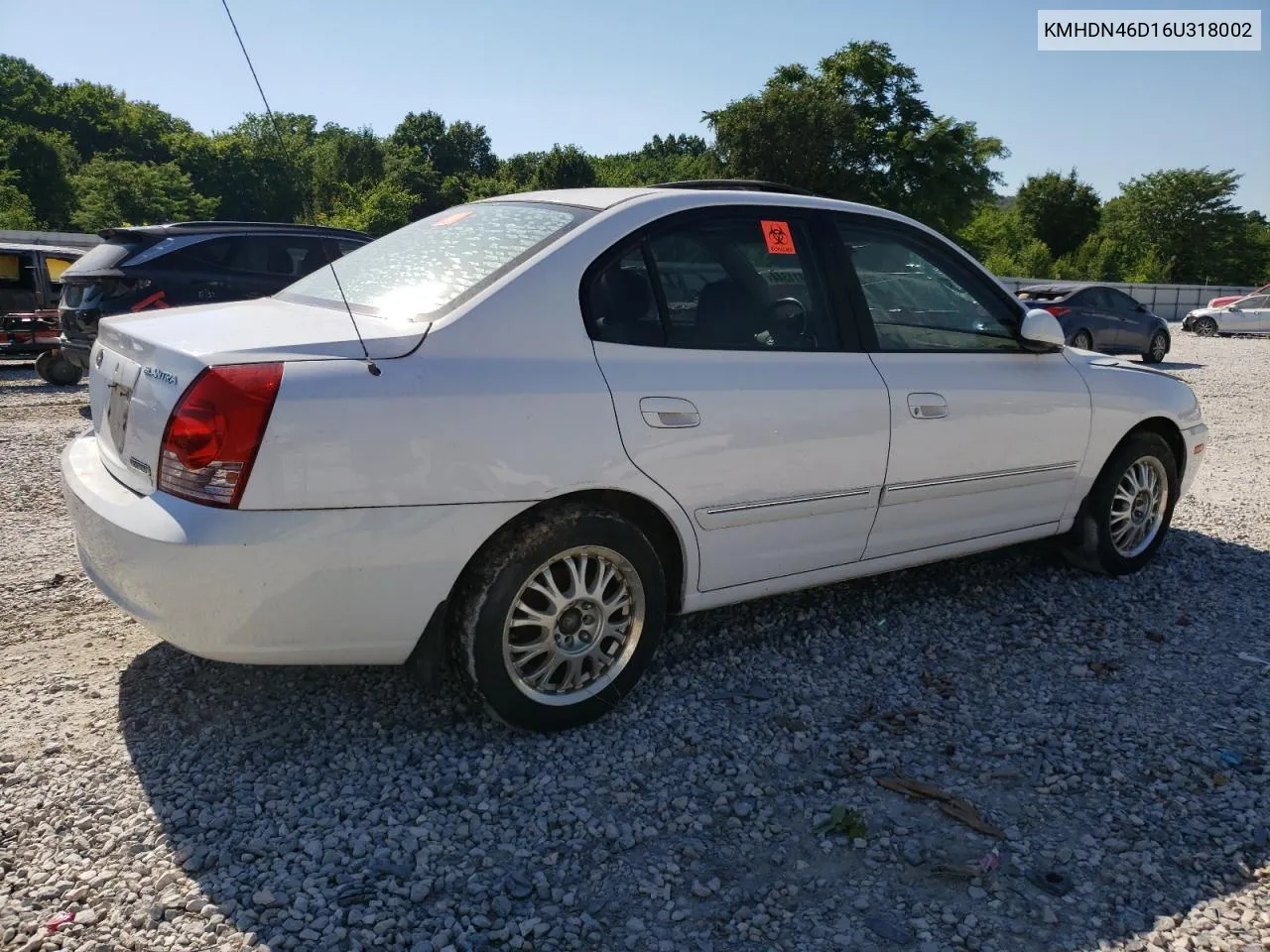 2006 Hyundai Elantra Gls VIN: KMHDN46D16U318002 Lot: 58411344