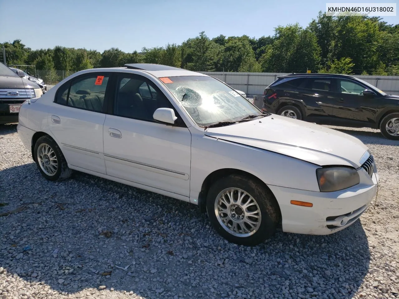 2006 Hyundai Elantra Gls VIN: KMHDN46D16U318002 Lot: 58411344